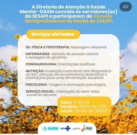 Sesapi promove ação em alusão ao Setembro Amarelo com servidores 